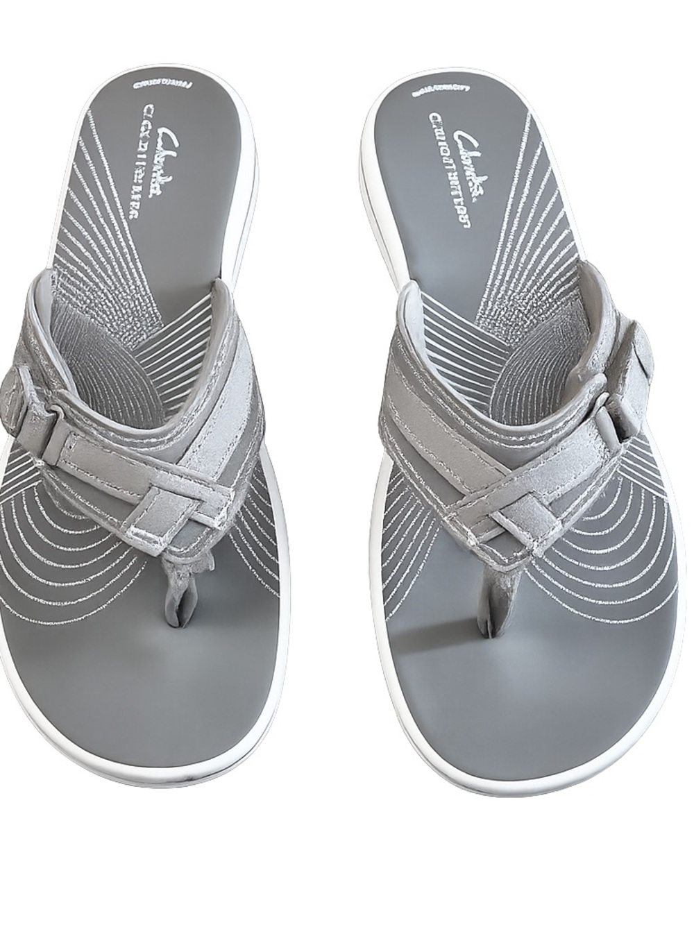 Clarks Light Gray Padded Thong Sandals